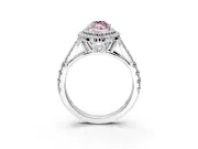 Double Halo Engagement Ring Setting for Fancy Pink Marquise Center with Narrow Pave Split Shank and Prong Head in Sterling Silver