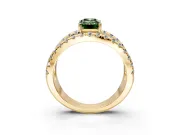 Solitaire Engagement Ring Setting for Fancy Green Emerald Cut Center with Wide-Open Split Shank and Prong Head in Yellow Gold