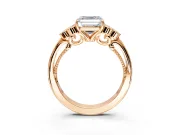 Cluster Engagement Ring Setting for Asscher Cut Center with Bezel Accent Clusters and Prong Head in Rose Gold