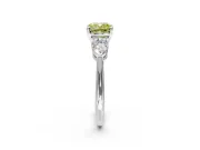 3 Stone Engagement Ring Setting for Fancy Yellow Cushion Cut Center with Large Pear-Shaped Accents and Prong Head in Platinum
