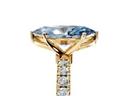Open Basket Engagement Ring Setting for Fancy Blue Marquise Center with Pave Band and Prong Head in Yellow Gold