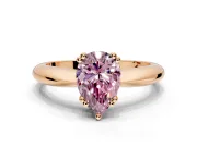 Solitaire Engagement Ring Setting for Fancy Pink Pear-Shaped Center with Reverse Tapered Band and Prong Head in Rose Gold