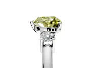 3 Stone Engagement Ring Setting for Fancy Yellow Heart-Shaped Center with Wide Plain Band and Prong Head in Sterling Silver