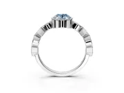 Milgrain Bezel Engagement Ring Setting for Fancy Blue Oval Center with Marquise Stations and Bezel Head in White Gold