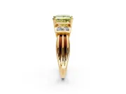 Solitaire Engagement Ring Setting for Fancy Yellow Princess Cut Center with Grooved Bar Accent Band and Prong Head in Yellow Gold