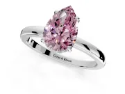 Solitaire Engagement Ring Setting for Fancy Pink Pear-Shaped Center with Fine Wire Band and Prong Head in White Gold