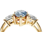 3 Stone Engagement Ring Setting for Fancy Blue Marquise Center with Matching Side Accents and Prong Head in Yellow Gold
