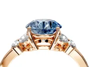 Solitaire Engagement Ring Setting for Fancy Blue Round Cut Center with Marquise Flower Shoulders and Prong Head in Rose Gold