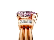 Solitaire Engagement Ring Setting for Fancy Pink Pear-Shaped Center with Grooved Bar Accent Band and Prong Head in Rose Gold