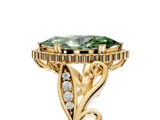 Halo Engagement Ring Setting for Fancy Green Marquise Center with Leaf Motif Split Shank and Prong Head in Yellow Gold