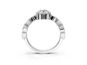 Milgrain Bezel Engagement Ring Setting for Oval Center with Marquise Stations and Bezel Head in Sterling Silver