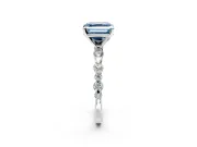 Solitaire Engagement Ring Setting for Fancy Blue Asscher Cut Center with Alternating Size Accents and Prong Head in Platinum