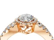 Halo Engagement Ring Setting for Marquise Center with Wide-Open Pave Split Shank and Prong Head in Rose Gold