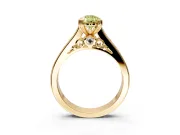 Solitaire Engagement Ring Setting for Fancy Yellow Pear-Shaped Center with Channel Band and Double Claw Prong Head in Yellow Gold