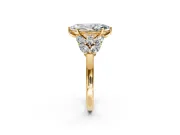 Leaf Cluster Engagement Ring Setting for Marquise Center with Marquise Accents and Prong Head in Yellow Gold