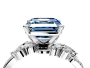 Solitaire Engagement Ring Setting for Fancy Blue Asscher Cut Center with Marquise Accent Twist Band and Prong Head in Platinum