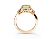 Floral Engagement Ring Setting for Fancy Yellow Asscher Cut Center with Marquise Cluster Shoulders and Prong Head in Rose Gold