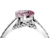 Solitaire Engagement Ring Setting for Fancy Pink Heart-Shaped Center with Crossover Accents and Prong Head in Platinum