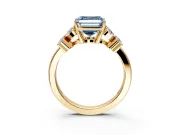 Floral Engagement Ring Setting for Fancy Blue Asscher Cut Center with Marquise Cluster Shoulders and Prong Head in Yellow Gold