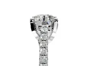 Solitaire Engagement Ring Setting for Round Cut Center with Widening Pave Band and Claw Prong Head in Platinum