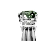 Solitaire Engagement Ring Setting for Fancy Green Heart-Shaped Center with Grooved Bar Accent Band and Prong Head in Platinum