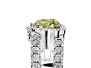 Halo Engagement Ring Setting for Fancy Yellow Heart-Shaped Center with Wide-Open Pave Split Shank and Prong Head in Sterling Silver