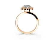 Halo Engagement Ring Setting for Round Cut Center with Thin Plain Band and Prong Head in Rose Gold