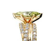 Solitaire Engagement Ring Setting for Fancy Yellow Marquise Center with Woven 3-Strand Pave Band and Prong Head in Yellow Gold