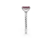 Solitaire Engagement Ring Setting for Fancy Pink Emerald Cut Center with Plain Twisted Rope Band and Prong Head in Platinum