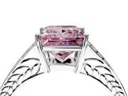 Split Shank Engagement Ring Setting for Fancy Pink Princess Cut Center with Pave Split Shank and Prong Head in Sterling Silver