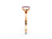 Solitaire Engagement Ring Setting for Fancy Pink Radiant Cut Center with Thin Rounded Plain Band and Prong Head in Rose Gold