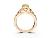 Solitaire Engagement Ring Setting for Fancy Yellow Cushion Cut Center with Graduated Shared Prongs and Prong Head in Rose Gold