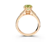 Solitaire Engagement Ring Setting for Fancy Yellow Round Cut Center with Pave Rail Split Shank and Prong Head in Rose Gold