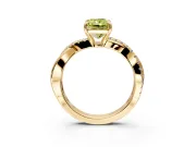 Crossover Engagement Ring Setting for Fancy Yellow Radiant Cut Center with Pave and Plain Strands and Prong Head in Yellow Gold