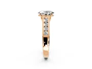 Solitaire Engagement Ring Setting for Oval Center with Cathedral Channel Band and Prong Head in Rose Gold