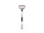 Solitaire Engagement Ring Setting for Fancy Pink Radiant Cut Center with Thin Rounded Plain Band and Prong Head in White Gold