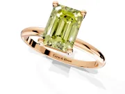 Minimalist Solitaire Engagement Ring Setting for Fancy Yellow Emerald Cut Center with Thin Band and Prong Head in Rose Gold