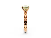 Solitaire Engagement Ring Setting for Fancy Yellow Princess Cut Center with XO Engraved Band and Prong Head in Rose Gold