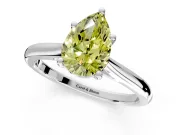 Solitaire Engagement Ring Setting for Fancy Yellow Pear-Shaped Center with Narrow Cathedral Band and Prong Head in White Gold