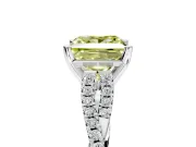 Solitaire Engagement Ring Setting for Fancy Yellow Princess Cut Center with Twisted Pave Split Shank and Prong Head in Platinum