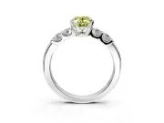 5 Stone Engagement Ring Setting for Fancy Yellow Oval Center with Plain Band and Prong Head in White Gold