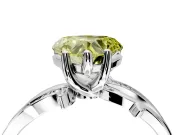 Solitaire Engagement Ring Setting for Fancy Yellow Heart-Shaped Center with Pave and Plain Crossover Band and Prong Head in Sterling Silver