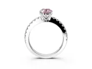 Solitaire Engagement Ring Setting for Fancy Pink Oval Center with Single Row Accent Band and Prong Head in Platinum