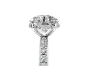 Hidden Halo Engagement Ring Setting for Round Cut Center with Pave Band and Prong Head in Platinum