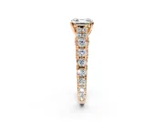 Solitaire Engagement Ring Setting for Asscher Cut Center with Pave Cathedral Shoulders and Prong Head in Rose Gold