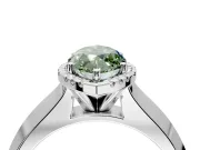 Halo Engagement Ring Setting for Fancy Green Marquise Center with Knife Ridge Cathedral Band and Prong Head in Sterling Silver