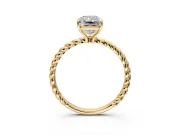 Solitaire Engagement Ring Setting for Radiant Cut Center with Plain Twisted Rope Band and Prong Head in Yellow Gold