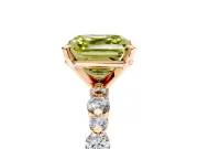 Solitaire Engagement Ring Setting for Fancy Yellow Asscher Cut Center with Alternating Size Accents and Prong Head in Rose Gold