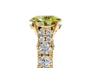 Solitaire Engagement Ring Setting for Fancy Yellow Oval Center with Pave Cathedral Shoulders and Prong Head in Yellow Gold