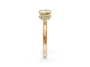Hidden Halo Engagement Ring Setting for Fancy Yellow Princess Cut Center with Plain Rounded Band and Prong Head in Rose Gold
